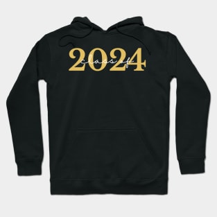 Class Of 2024. Simple Typography 2024 Design for Class Of/ Graduation Design. Gold and White Hoodie